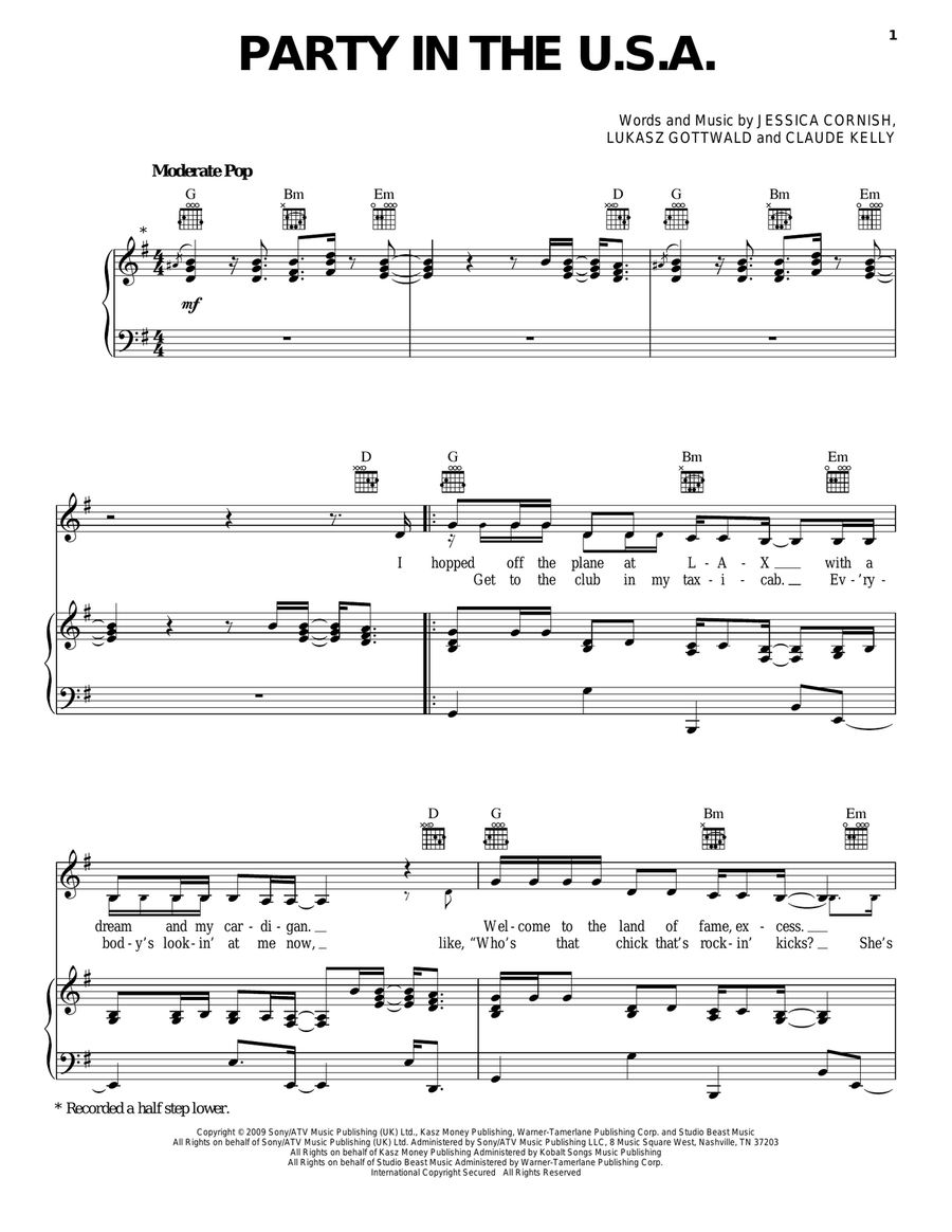 Party In The USA Acoustic Guitar scores gallery preview page 1