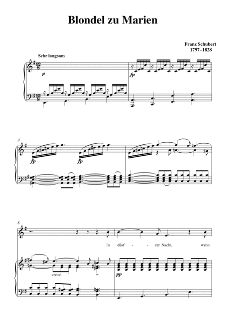 Schubert-Blondel zu Marien in e minor,for Vocal and Piano Voice scores gallery preview page 2