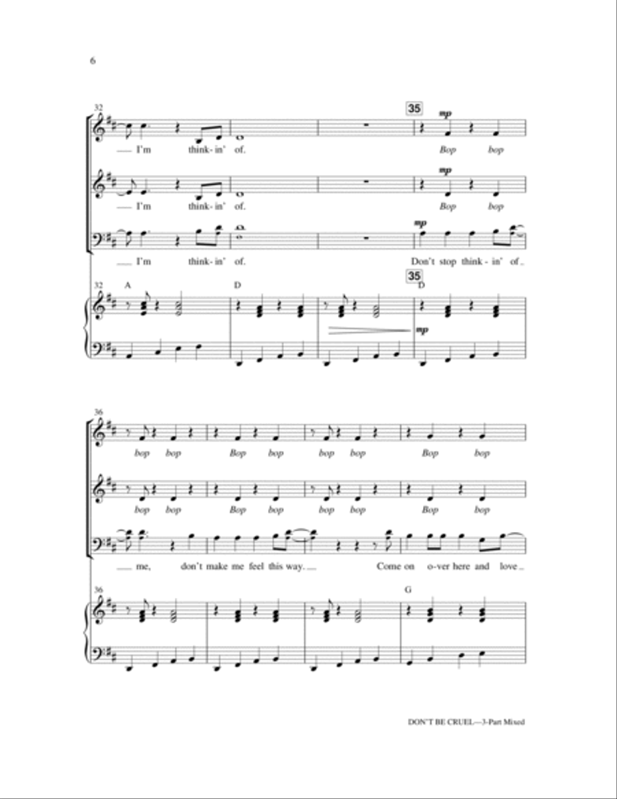 Don't Be Cruel (To A Heart That's True) 3-Part scores gallery preview page 5