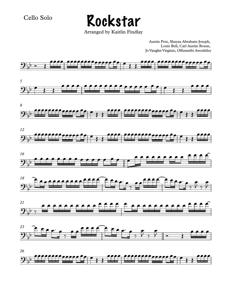 Rockstar Cello Solo scores gallery preview page 1