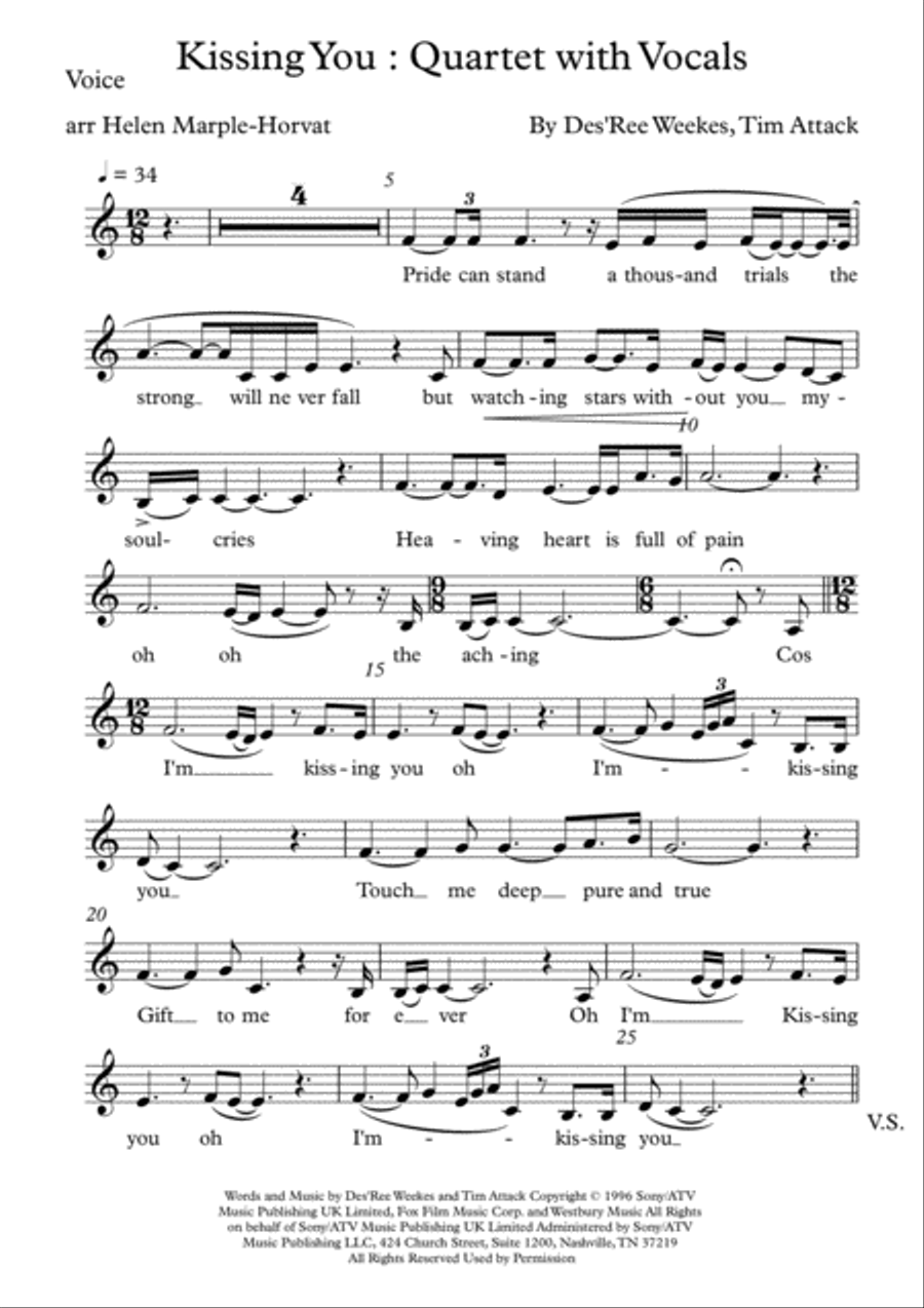 Kissing You String Quartet scores gallery preview page 3