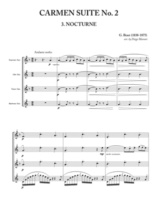 Book cover for Nocturne from "Carmen Suite No. 2" for Saxophone Quartet