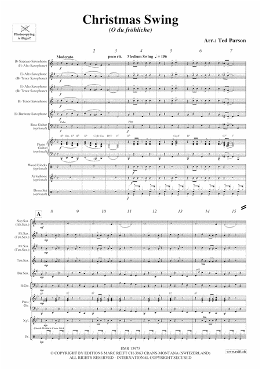 Christmas Swing Saxophone Quintet scores gallery preview page 4