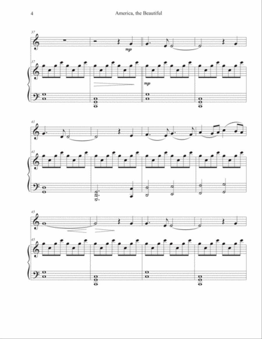 America, the Beautiful (Violin-Piano) Violin Solo scores gallery preview page 4