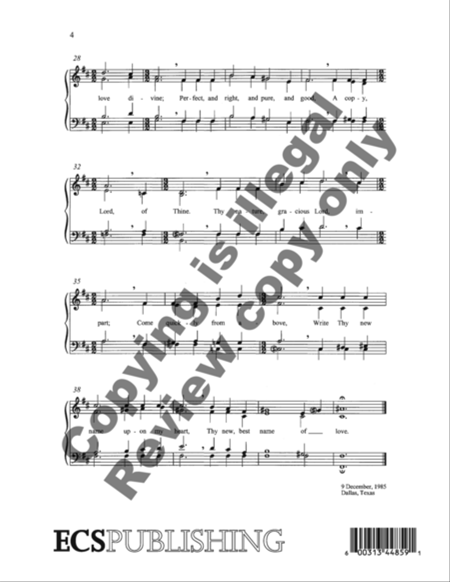 O For a Heart to Praise My God 4-Part scores gallery preview page 6