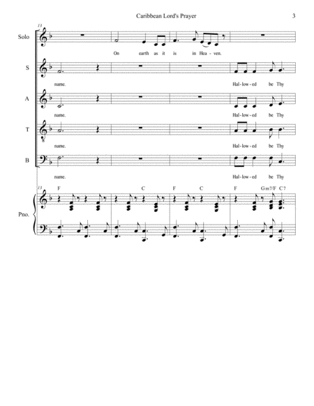 Caribbean Lord's Prayer (for Solo & SATB) image number null