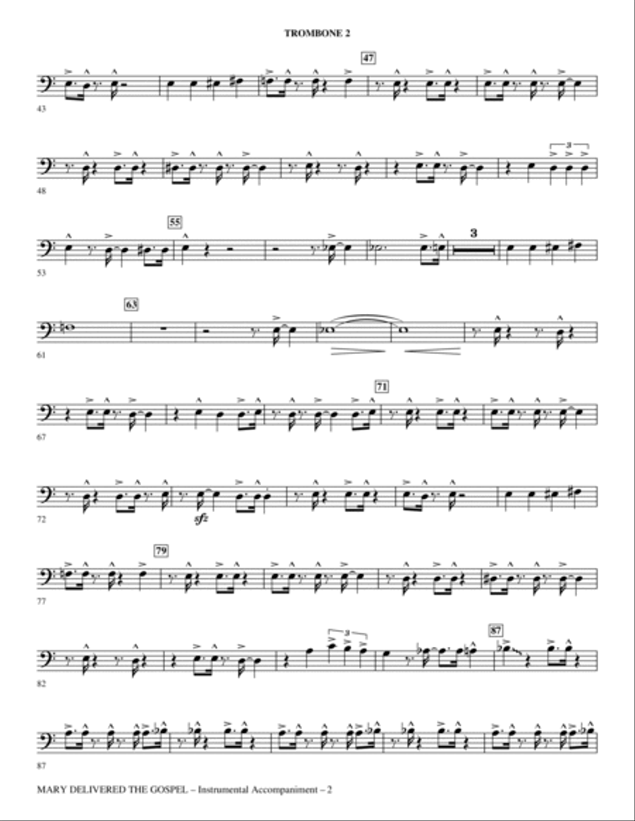 Mary Delivered The Gospel - Trombone 2 Choir scores gallery preview page 2