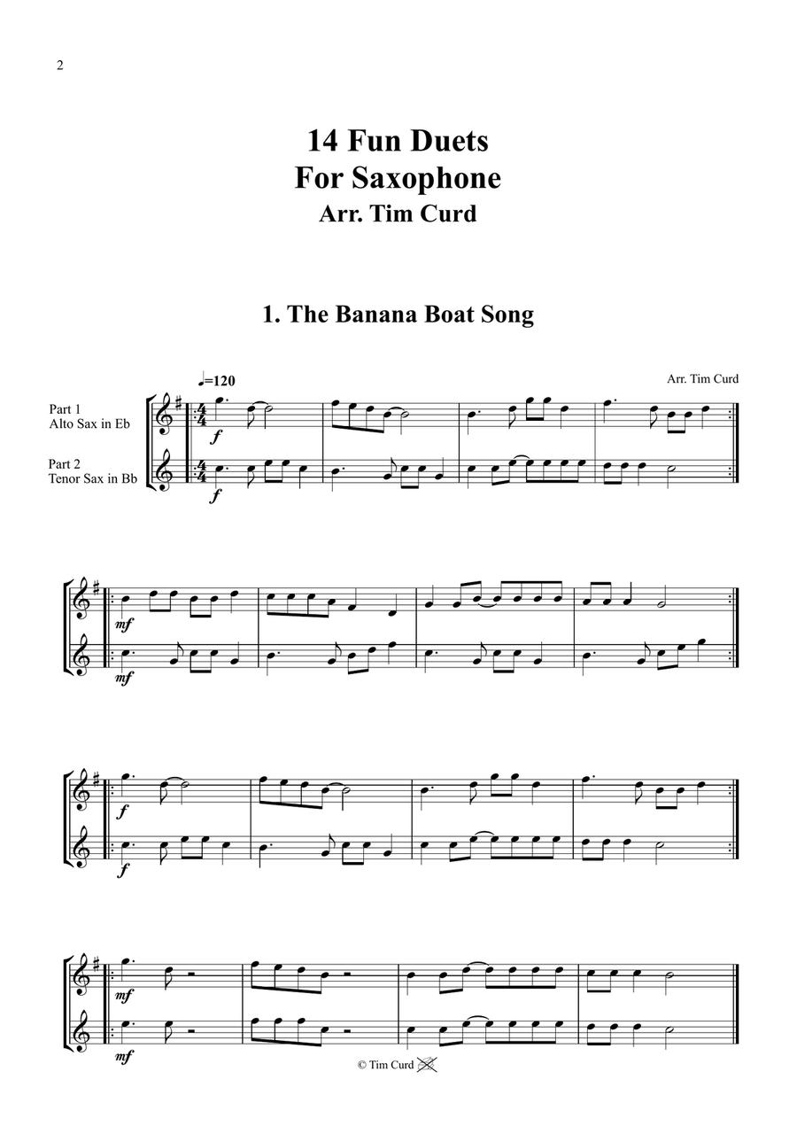 14 Fun Duets For Alto And Tenor Saxophone Woodwind Duet scores gallery preview page 2