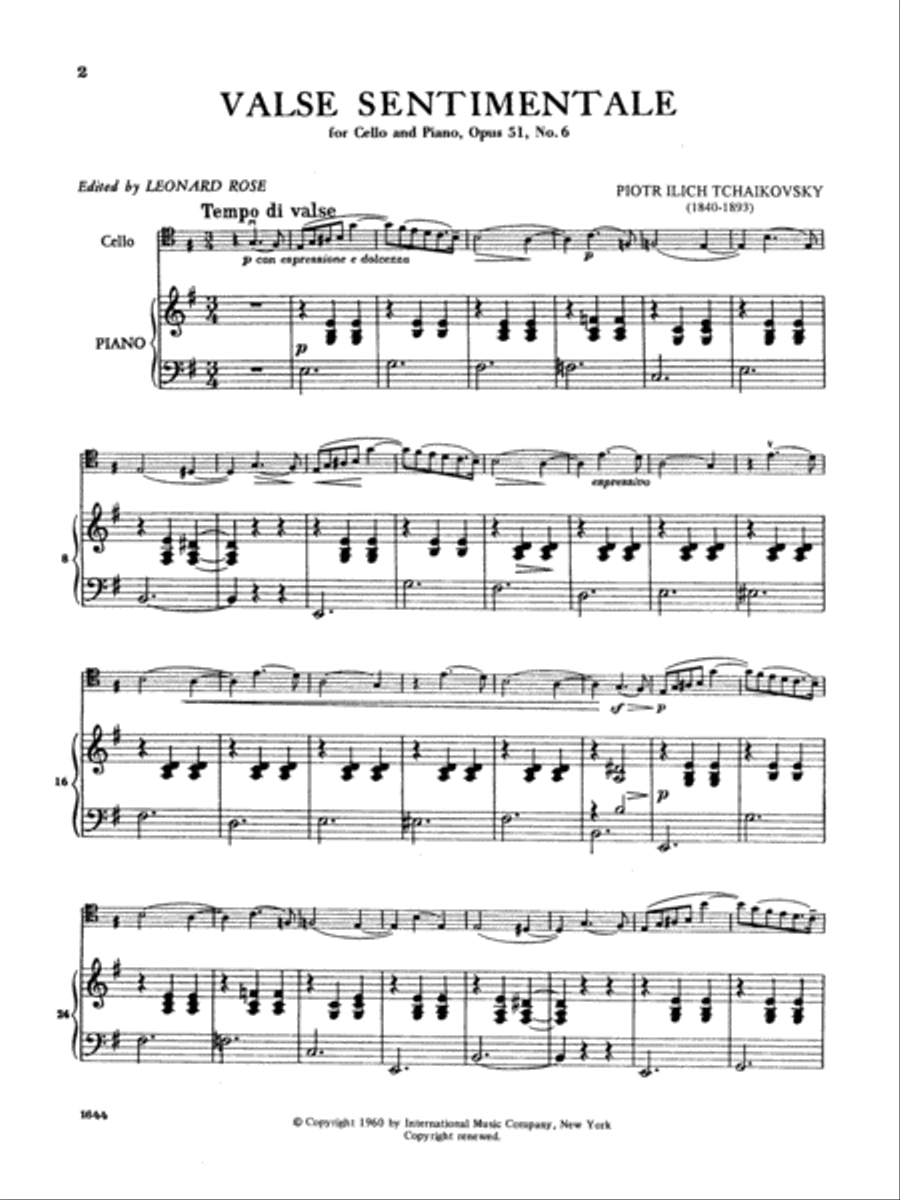 Valse Sentimentale, Opus 51, No. 6 Piano Accompaniment scores gallery preview page 2
