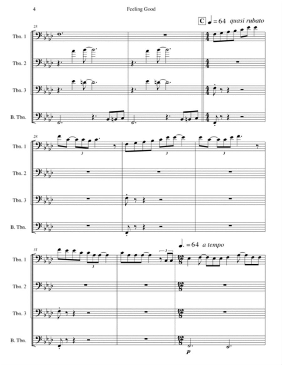 Feeling Good Brass Quartet scores gallery preview page 4