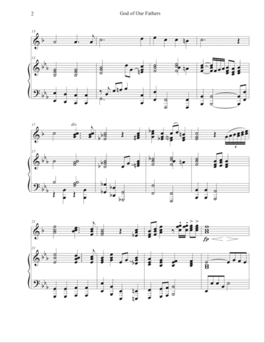 God of Our Fathers (Trumpet Trio - Piano) Trumpet Trio scores gallery preview page 2