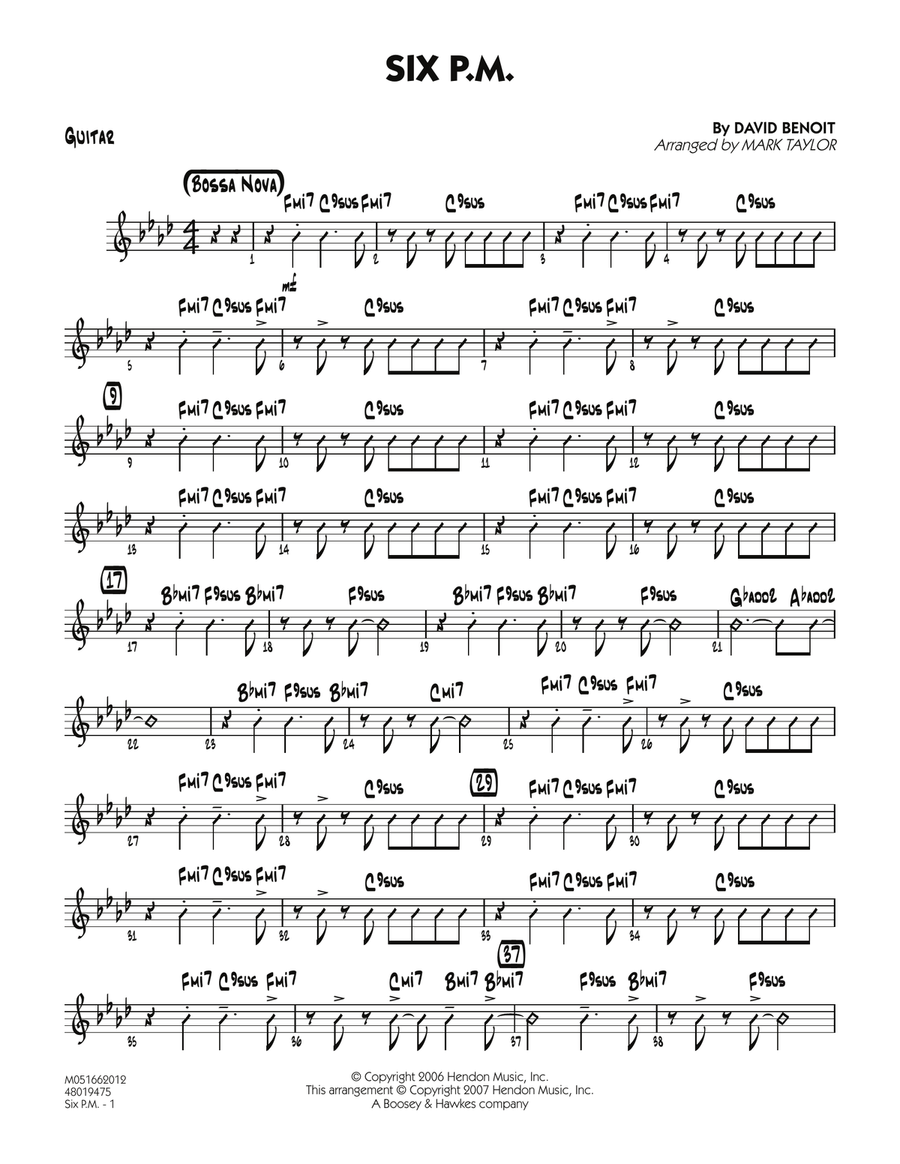Six P.M. - Guitar Six P.M. - Guitar Jazz Ensemble scores gallery preview page 1