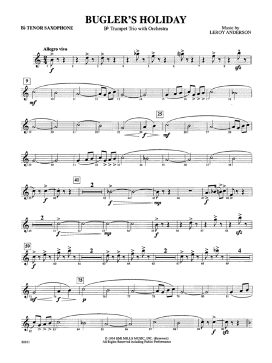 Bugler's Holiday: B-flat Tenor Saxophone Full Orchestra scores gallery preview page 1