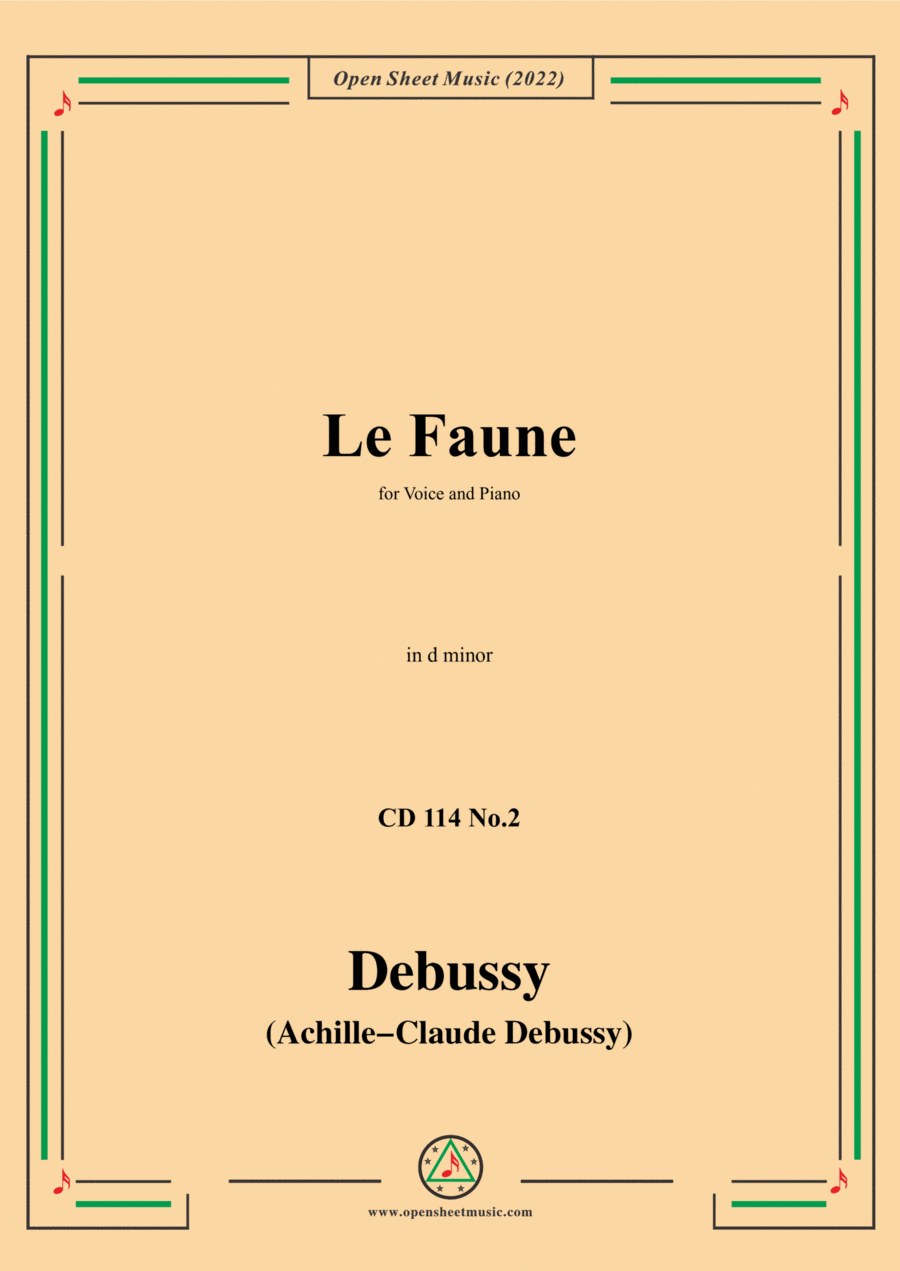 Debussy-Le Faune,in d minor,CD 114 No.2;L.114 No.2,for Voice and Piano Voice Solo scores gallery preview page 1