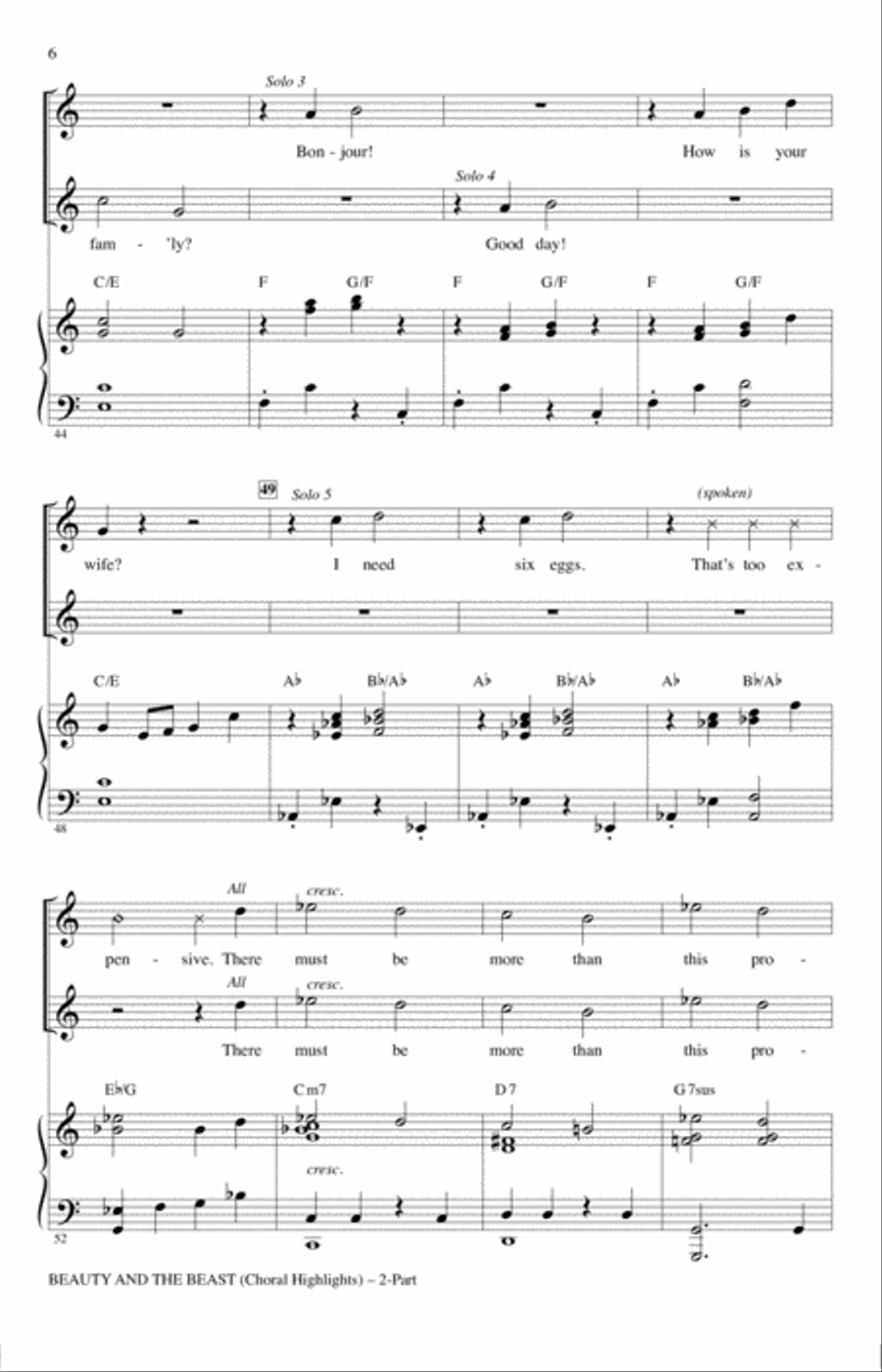 Beauty and The Beast (Choral Highlights) 2-Part scores gallery preview page 5