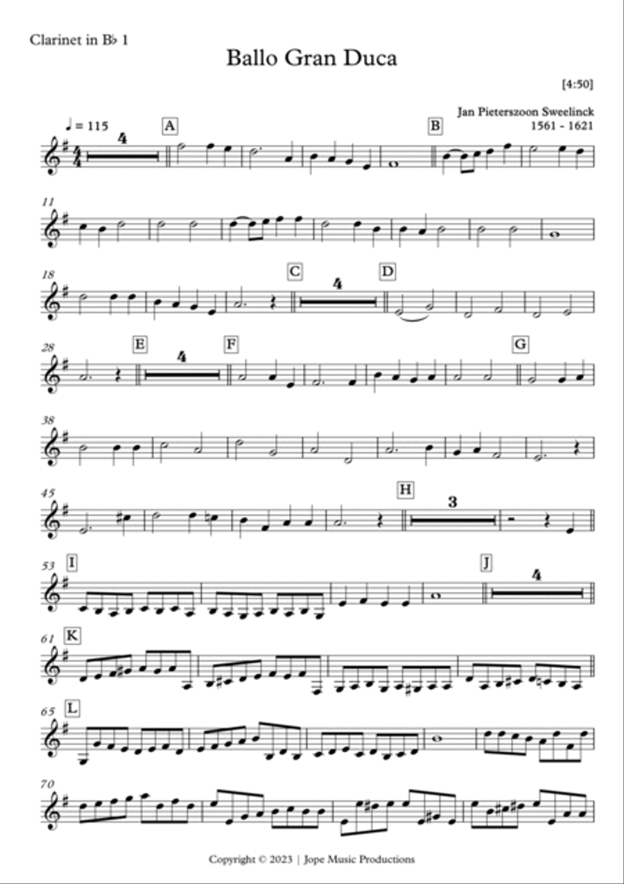 Ballo del Granduca B-Flat Clarinet scores gallery preview page 6