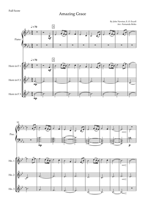 Amazing Grace (John Newton, E. O. Excell) for Horn in F Trio and Piano Accompaniment with Chords