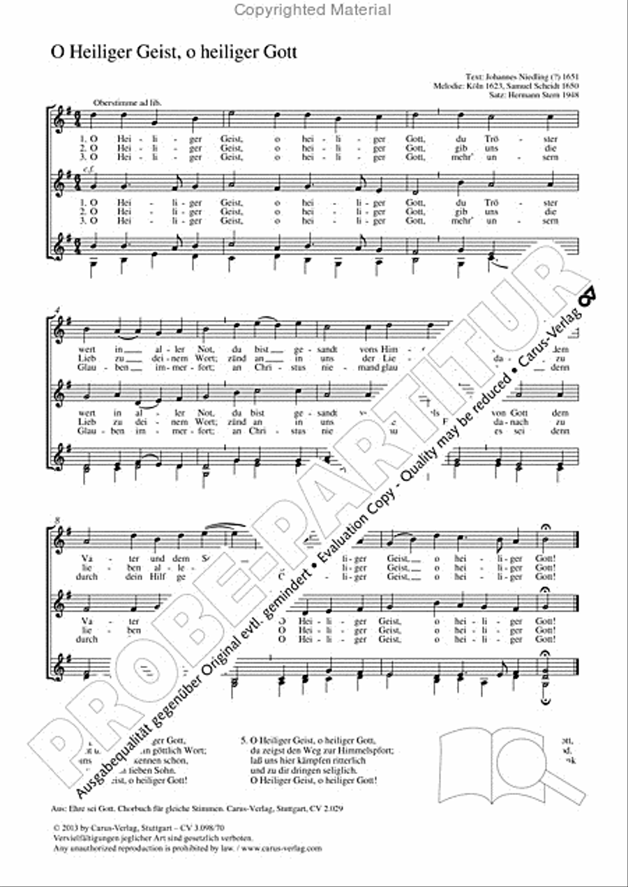 O Heiliger Geist, o heiliger Gott SSAA scores gallery preview page 2