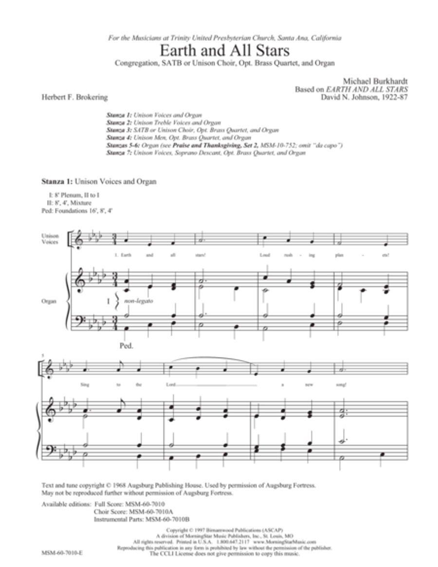 Earth and All Stars Choir scores gallery preview page 1