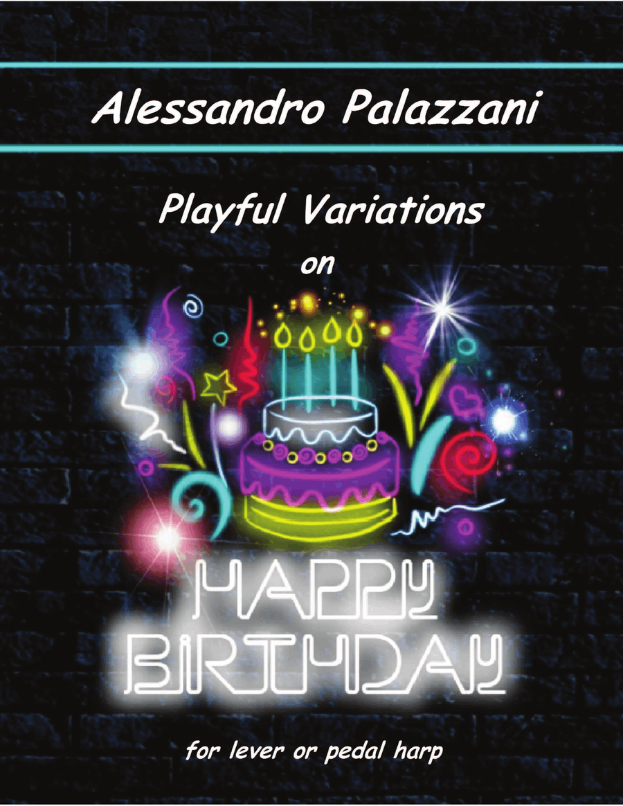 Playful Variations on Happy Birthday Harp scores gallery preview page 1