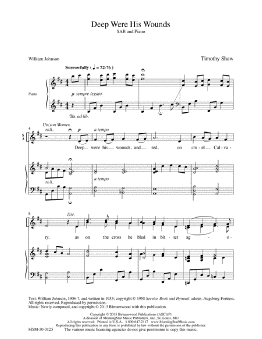 Deep Were His Wounds 3-Part scores gallery preview page 2