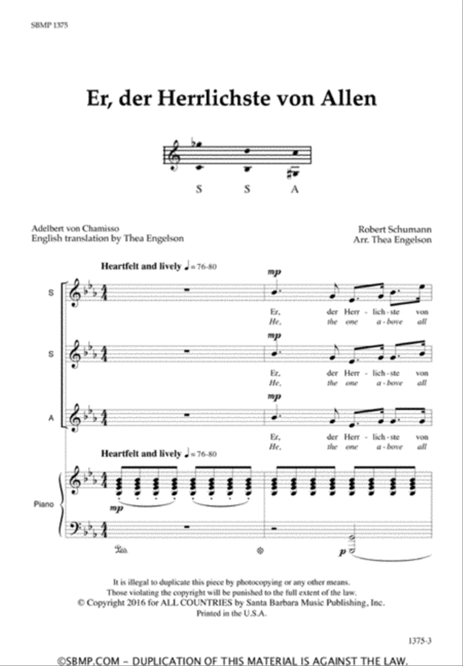 Er, der Herrlichste von Allen - SSA Octavo image number null