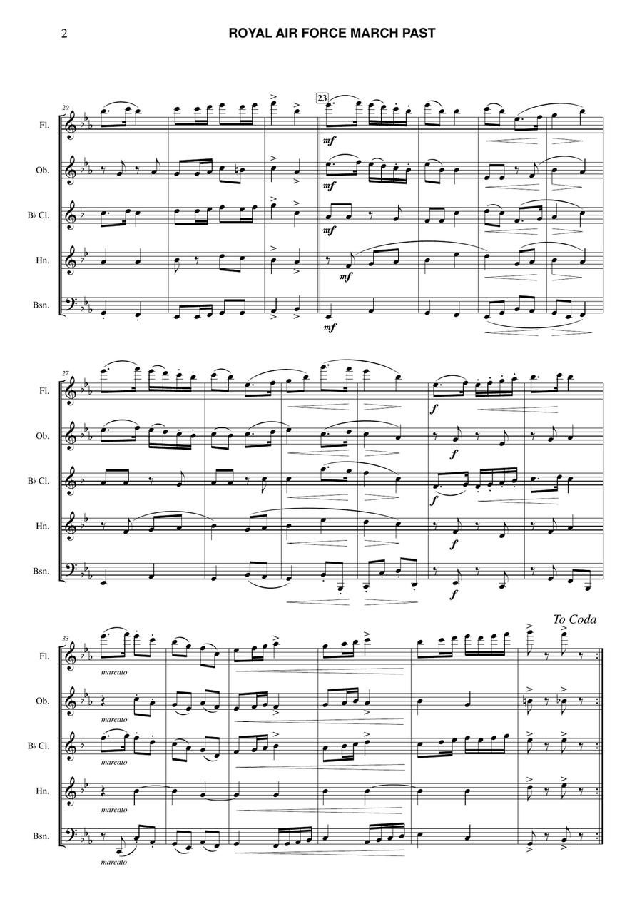 Royal Air Force March Past Woodwind Quintet scores gallery preview page 2