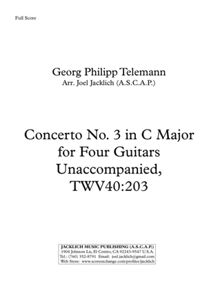 Concerto No. 3 in C Major for Four Guitars Unaccompanied, TWV40:203