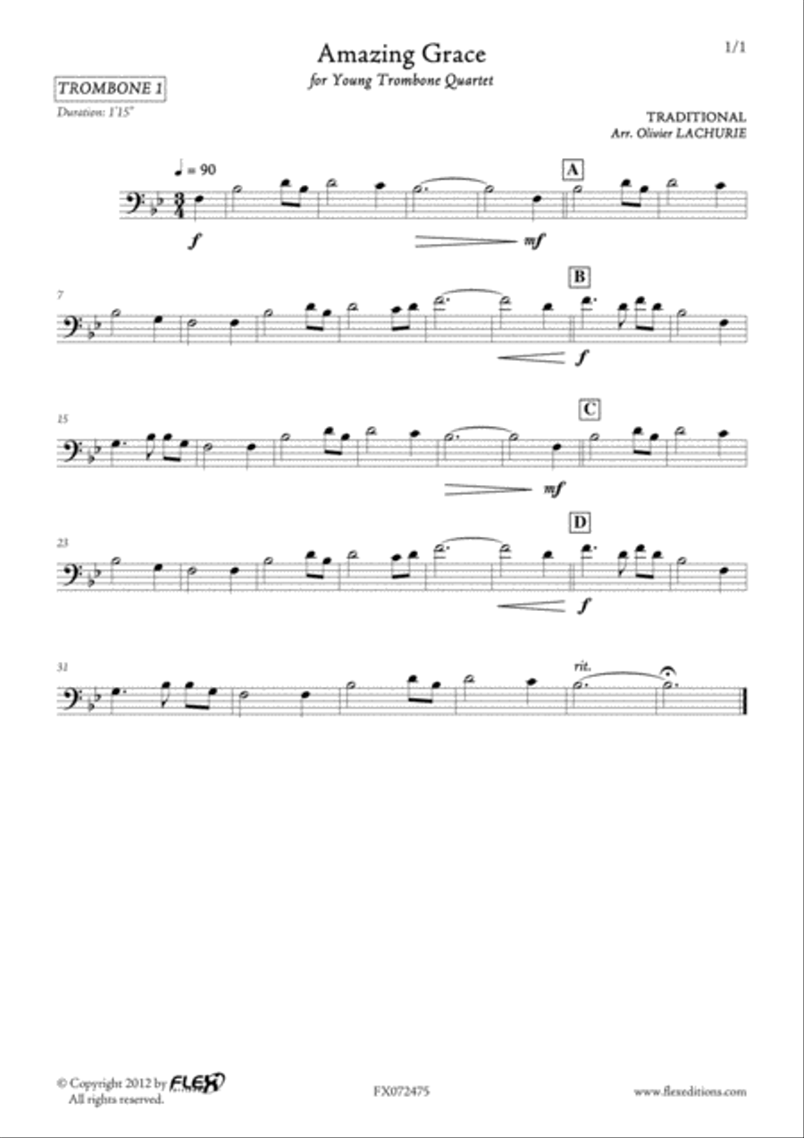 Amazing Grace Amazing Grace Trombone Quartet scores gallery preview page 4