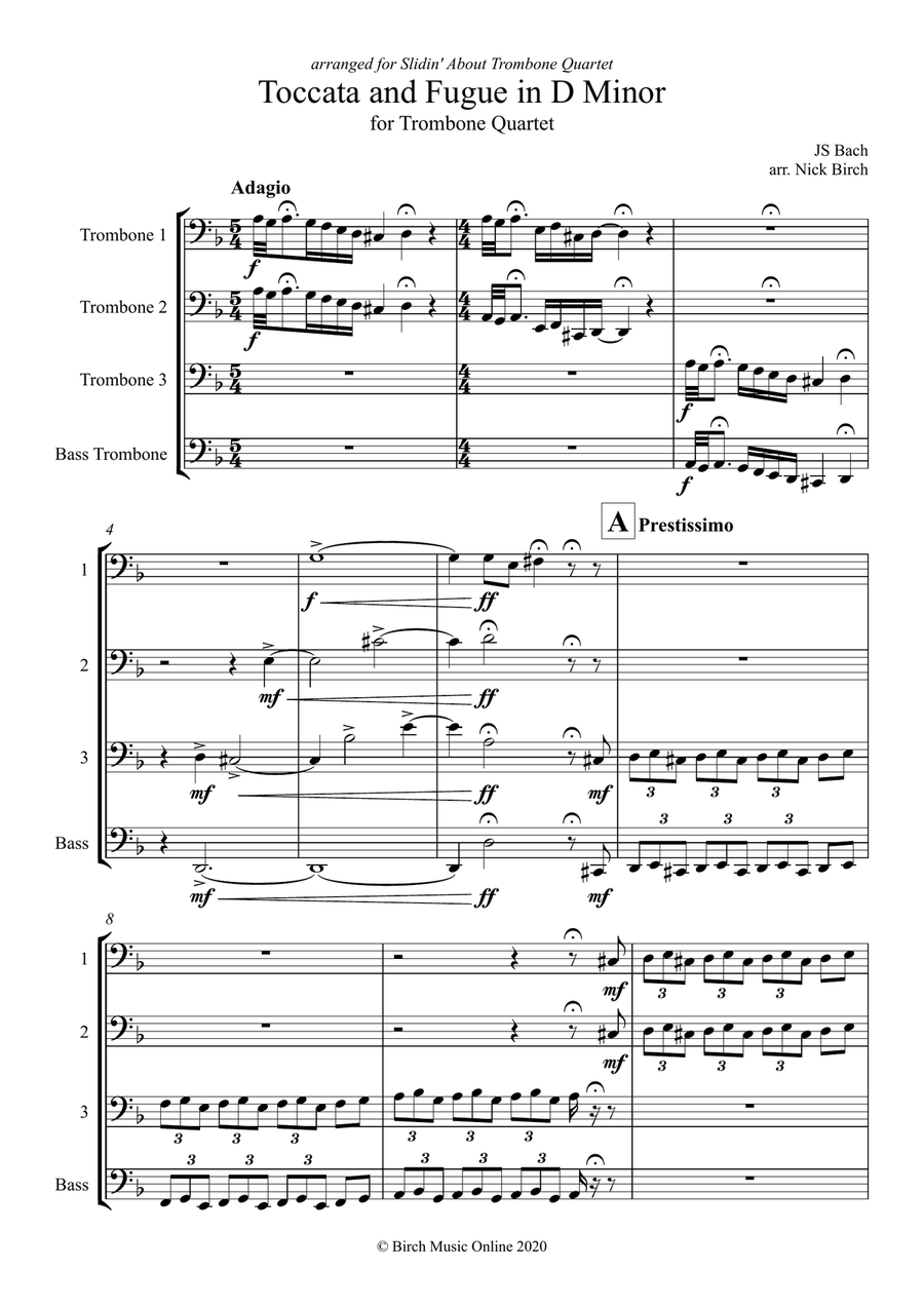 Toccata and Fugue in D Minor (Trombone Quartet) Toccata and Fugue in D Minor (Trombone Quartet) Trombone Quartet scores gallery preview page 1