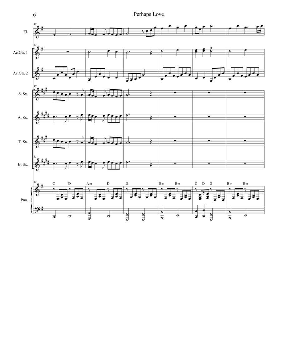 Perhaps Love Saxophone Quartet scores gallery preview page 6