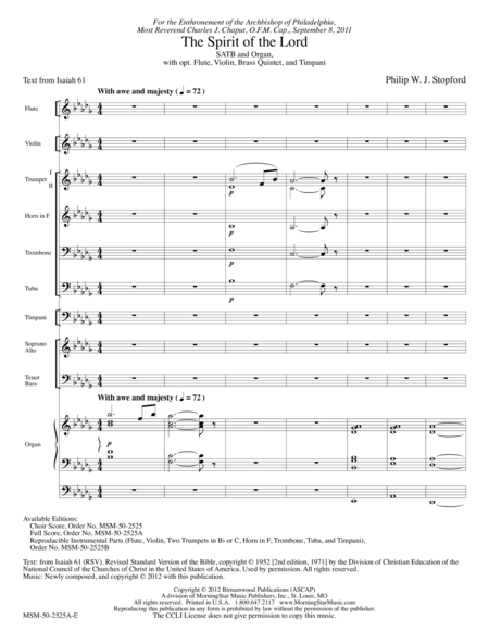 The Spirit of the Lord (Full Score)