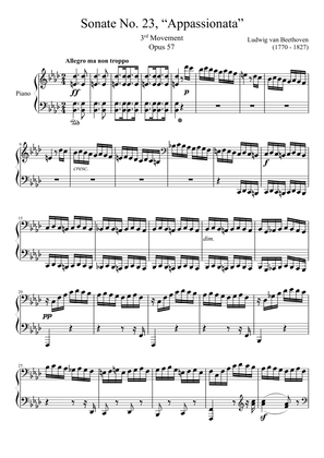 Sonate No. 23, "Appassionata" 3rd Movement Opus 57