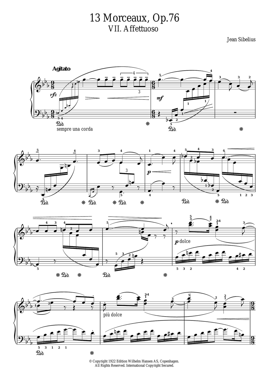 13 Morceaux, Op.76 - VII. Affettuoso Piano Solo scores gallery preview page 1