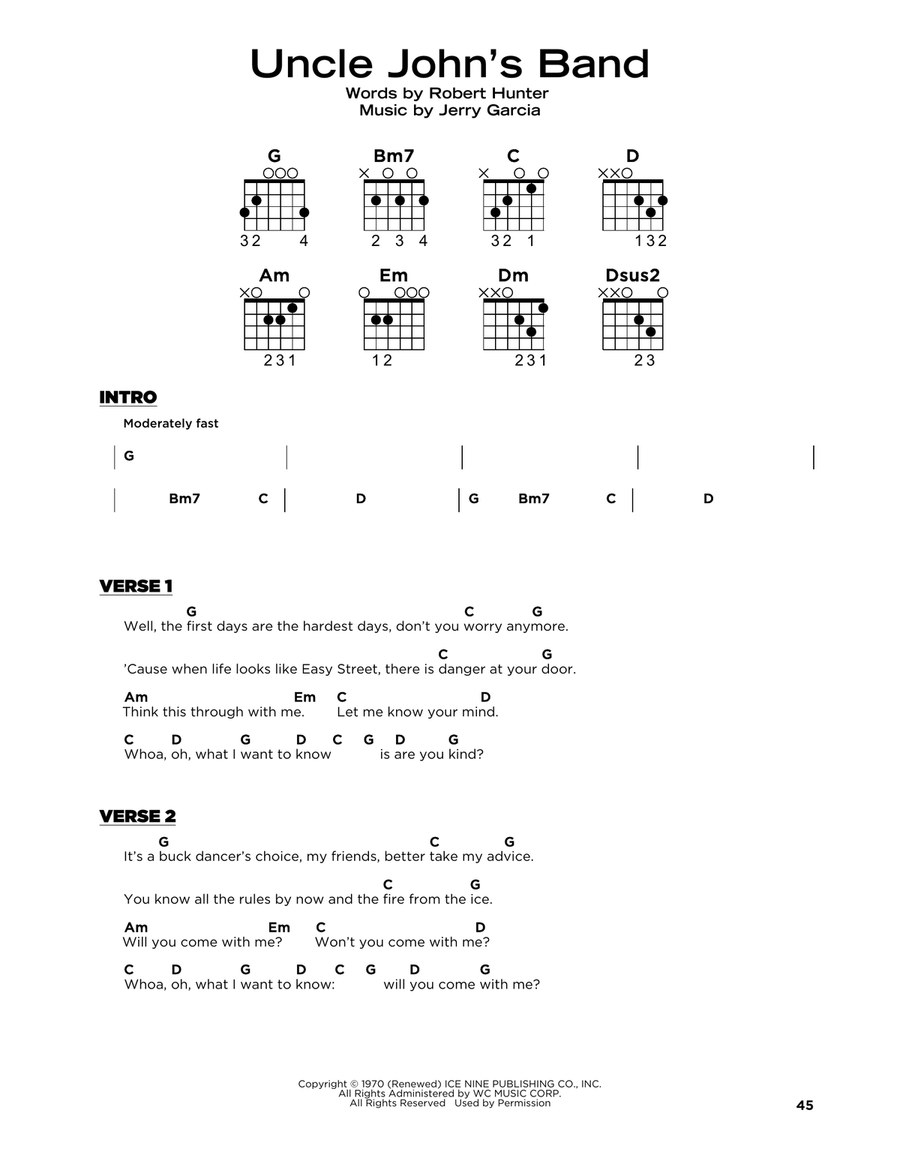 Uncle John's Band Acoustic Guitar scores gallery preview page 1