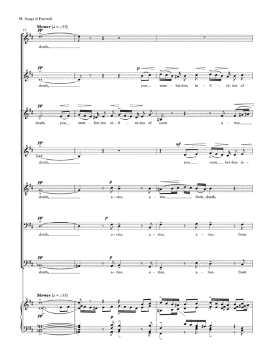 Songs of Farewell Divisi scores gallery preview page 35