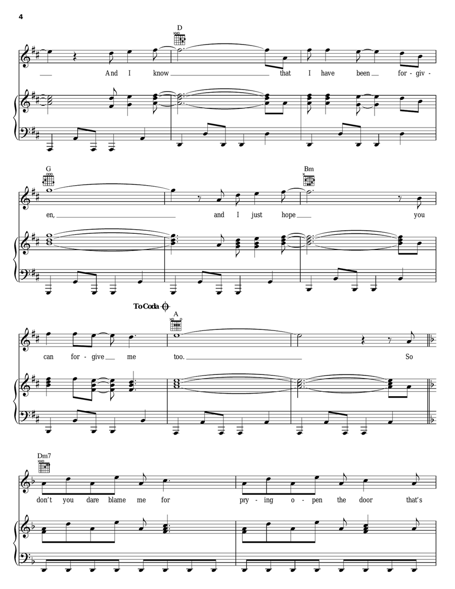 Forgiven Piano, Vocal, Guitar scores gallery preview page 4