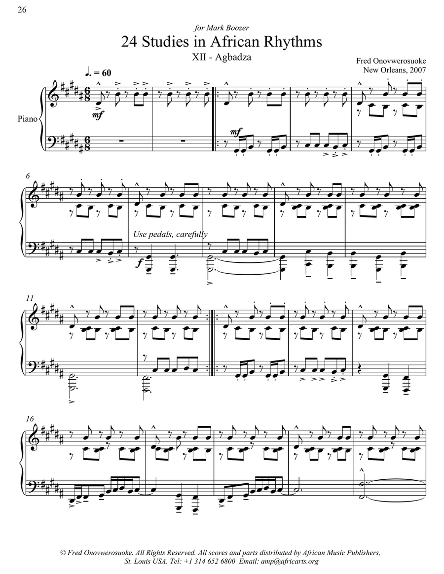 Twenty-Four Studies in African Rhythms, No. 12 Piano Method scores gallery preview page 1
