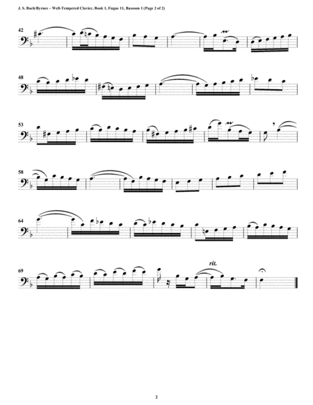 Fugue 11 from Well-Tempered Clavier, Book 1 (Bassoon Quartet) image number null