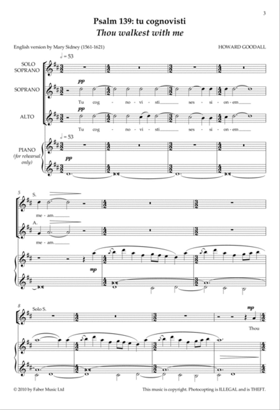 Psalm 139: tu cognovisti/Thou walkest with me SA scores gallery preview page 3