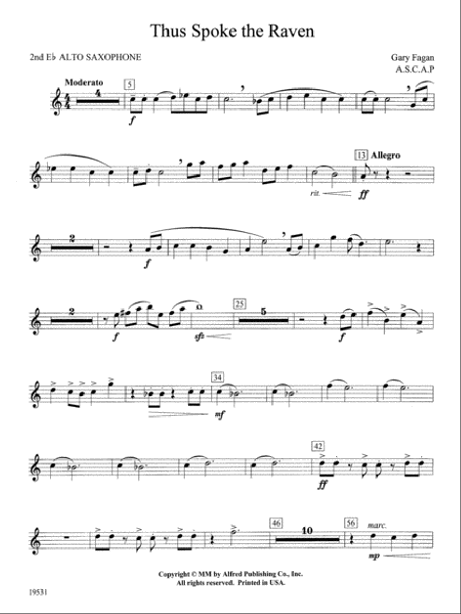 Thus Spoke the Raven: 2nd E-flat Alto Saxophone Concert Band scores gallery preview page 1