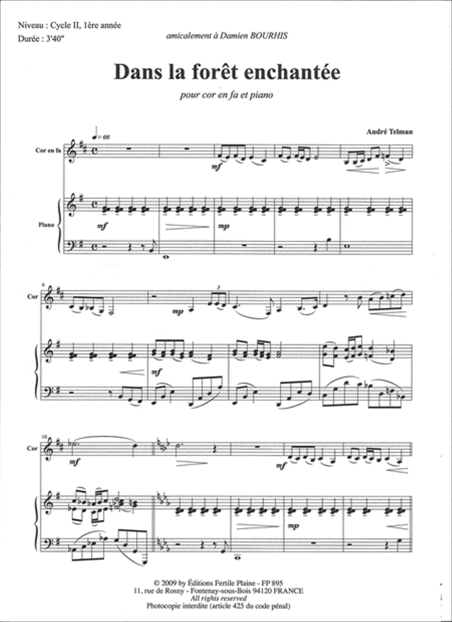 Dans La Forêt Enchantée Horn scores gallery preview page 1