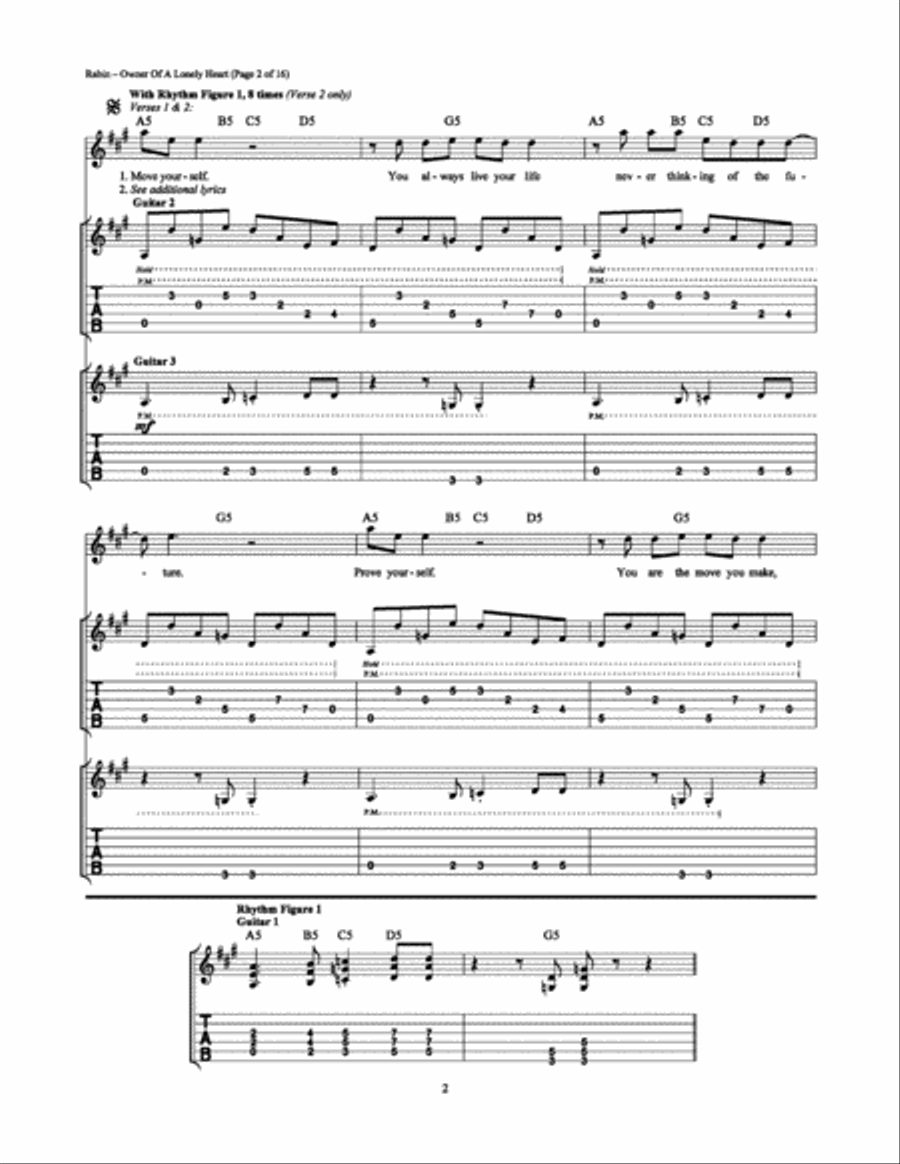 Owner of a Lonely Heart Electric Guitar scores gallery preview page 2