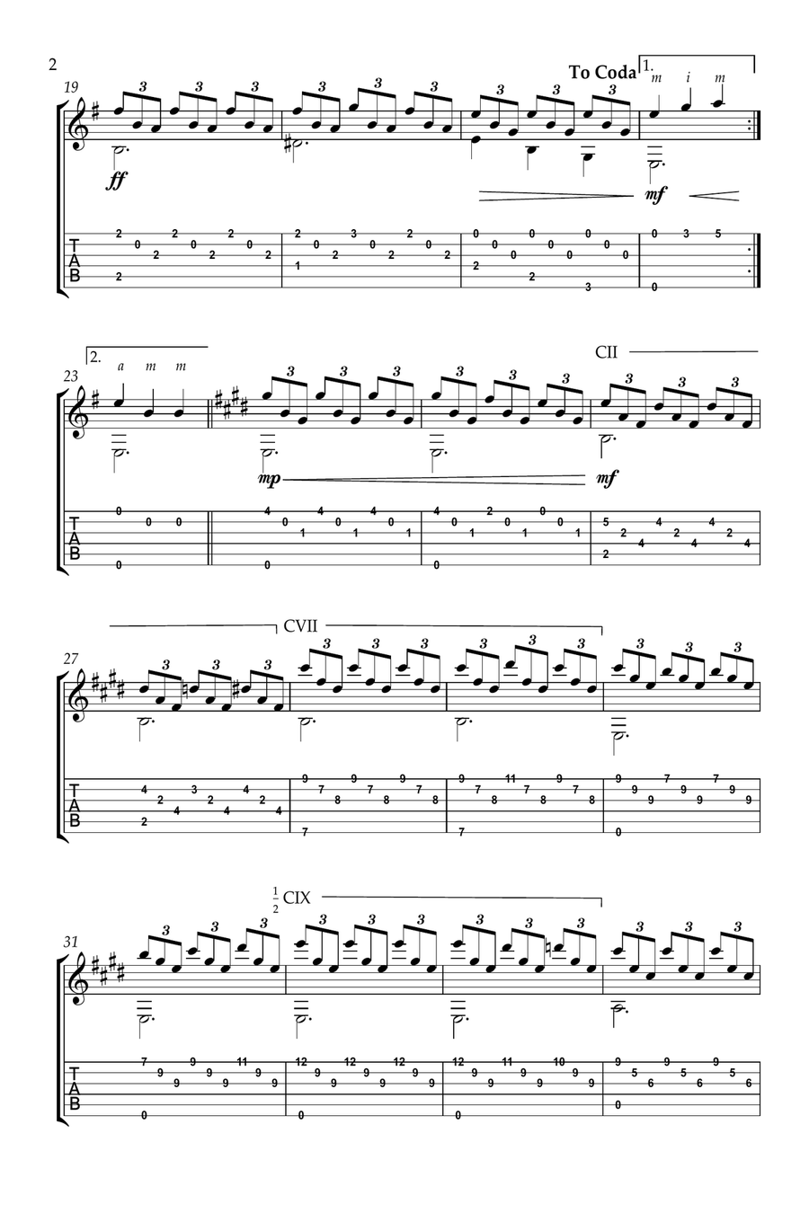 Romance (Romanza, Spanish Romance) - Spanish Guitar Acoustic Guitar scores gallery preview page 2