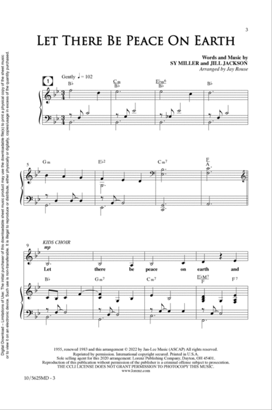 Let There Be Peace on Earth 4-Part scores gallery preview page 3