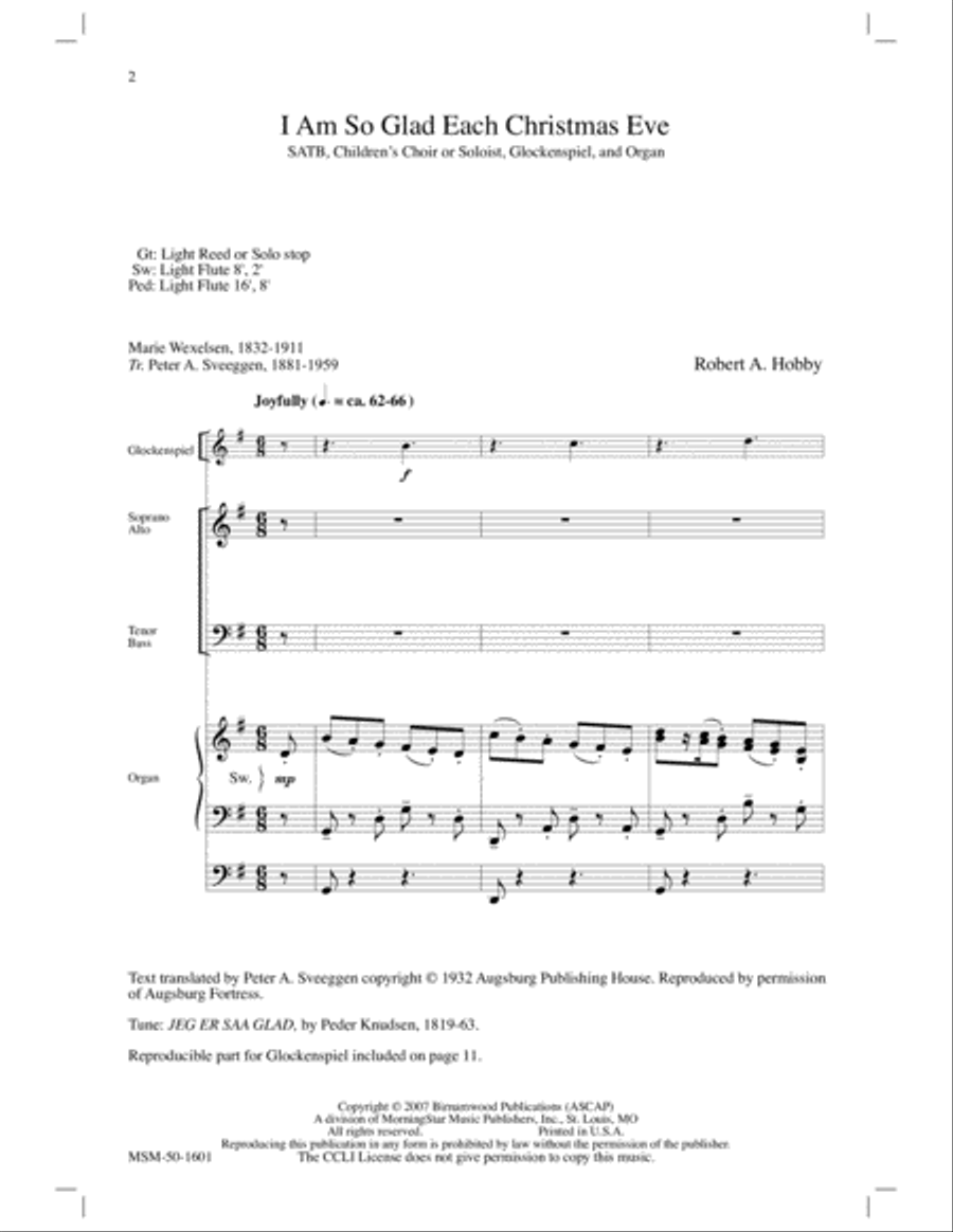 I Am So Glad Each Christmas Eve 4-Part scores gallery preview page 2