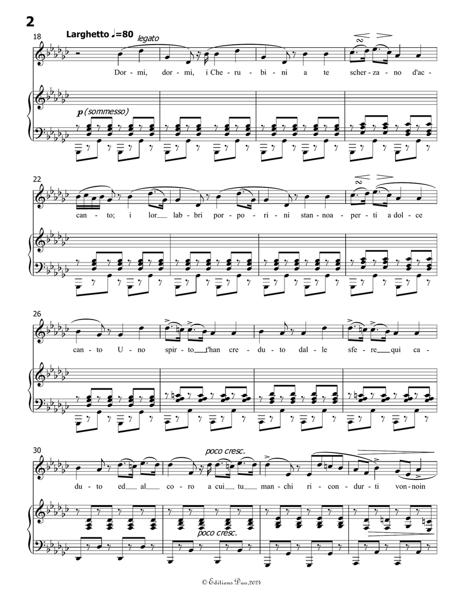 La ninna nanna, by Donizetti, A 202, in f sharp minor Piano, Vocal scores gallery preview page 4
