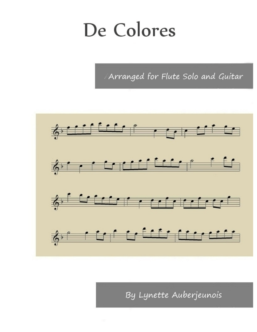 De Colores - Flute Solo with Guitar Chords Chamber Music scores gallery preview page 1