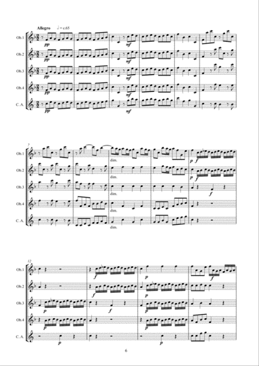 Concerto in F for five oboes Woodwind Quintet scores gallery preview page 6