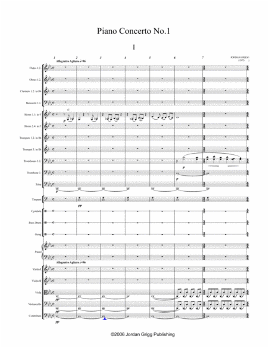 Piano Concerto No.1 Score and parts (including cadenza) Large Ensemble scores gallery preview page 1